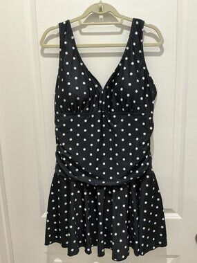 Summer Mae Swimsuit XXXL Women's Boy Short Bottom Black White Polka Dot NWT